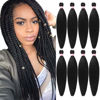 Picture of Dorsanee Pre Stretched Braiding Hair 20 Inch 8 Packs Natural Black Professional Braiding Hair for Braids Soft Yaki Texture Hot Water Setting Synthetic Hair Extensions (20inch,#1B)