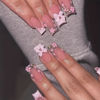 Picture of French Tip Press on Nails Medium Length Fake Nails 3D Bow Flower Design Nude Color French Nail Tips Charms Nails Rhinestones Nails for Women Daily Wear Cute False Nails 24Pcs