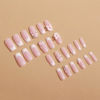 Picture of French Tip Press on Nails Medium Length Fake Nails 3D Bow Flower Design Nude Color French Nail Tips Charms Nails Rhinestones Nails for Women Daily Wear Cute False Nails 24Pcs