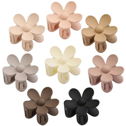 Picture of Flower Hair Clips Big Hair Claw Clips 8PCS Large Daisy Hair Clips Matte Claw Clips Strong Hold Jaw Claw Clips Thick Thin Hair for Women Girls 8Colors