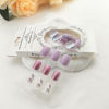 Picture of Extra Short Press on Nails Square Fake Nails Press ons Glitter with Marbling Design Acrylic False Nails White Artificial Glossy Glue on Nails Lilac Full Cover Stick on Nails for Women Manicure 24 Pcs