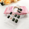Picture of Press on Nails Short Square Fake Green Leopard Print Acrylic Nails Press ons Green Full Cover False with Gold Foil Graphic Designs Glossy Glue Stick Artificial for Women Girls 24 Pcs