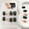 Picture of Press on Nails Short Square Fake Green Leopard Print Acrylic Nails Press ons Green Full Cover False with Gold Foil Graphic Designs Glossy Glue Stick Artificial for Women Girls 24 Pcs