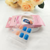 Picture of Press on Nails Short Square Blue Orange Fake Nails Press ons Flowers Glue on Nails Spring Summer Nails Decorations Glossy Full Cover Acrylic False Nails Stick on Nails for Women 24 Pcs