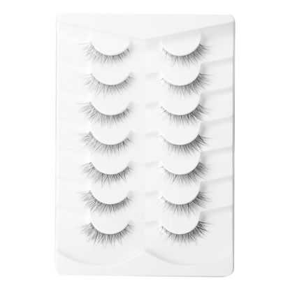 Picture of Gmagictobo Lashes Natural Short False Eyelashes Wispy Lashes Pack Light Volume Clear Band Soft Fake Eye lashes 7 Pairs Multipack