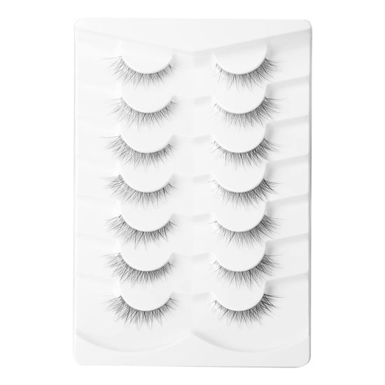 Picture of Gmagictobo Lashes Natural Short False Eyelashes Wispy Lashes Pack Light Volume Clear Band Soft Fake Eye lashes 7 Pairs Multipack
