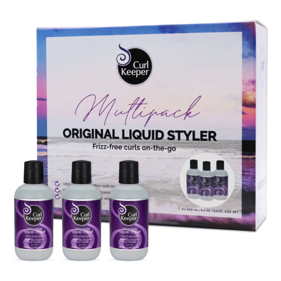 Picture of Original Curl Keeper Travel (Carry-On Approved) Multi-Pack, Anti-Frizz Curl Defining Hair Styler (3 x 100ml) - Curl Definer Liquid Gel - Wavy & Curly Hair Products for Women (Cream Alternative)