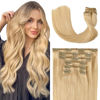 Picture of UGOTRAYS Honey Blonde Clip in Hair Extensions 18inch 70g 7pcs Straight 8A #27 - Real Human Hair Clip Ins, Blonde Clip In Extensions
