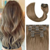 Picture of UGOTRAYS Clip in Hair Extensions Real Human Hair 70G Ash Brown Remy Human Hair Clip in Extensions 18 Inch Soft Silky Straight for Full Head 7pcs 16clips One Pack (18 Inch #8)