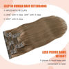 Picture of UGOTRAYS Clip in Hair Extensions Real Human Hair 70G Ash Brown Remy Human Hair Clip in Extensions 18 Inch Soft Silky Straight for Full Head 7pcs 16clips One Pack (18 Inch #8)