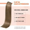 Picture of UGOTRAYS Clip in Hair Extensions Real Human Hair 70G Ash Brown Remy Human Hair Clip in Extensions 18 Inch Soft Silky Straight for Full Head 7pcs 16clips One Pack (18 Inch #8)