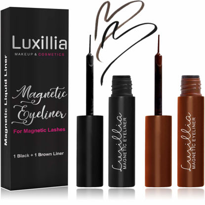 Picture of Luxillia Magnetic Eyeliner for Magnetic Eyelashes, Upgraded Strongest Hold, Most Natural Look, Waterproof, Smudge Proof Liquid Liner (Brown + Black)