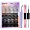Picture of DIY Lash Extension Kit Lash Clusters With Bottom Lashes 20/30/40/50D 12-18mm Multi-types Individual Lashes Bond and Seal, Spike, Volume Lashes Kit Lash Applicator(40/50 Kit)
