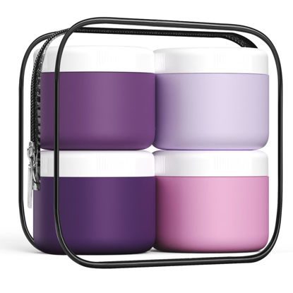 Picture of Kuangre Travel Containers for Toiletries, Silicone Cream Jars BPA Free, TSA Approved 3oz Travel Size Containers, Leak-proof Travel Essentials with Lid for Cosmetic Face Hand Body Cream (4 Pack)