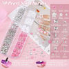 Picture of Metal Nail Beads and 3D Flowers and Glass Rhinestones with Rhinestones Glue Gel for Nail Art, Flatback Pearls Multi Shapes Gems Blossom Pearl Nail Charms and Caviar Beads for Manicure Decor