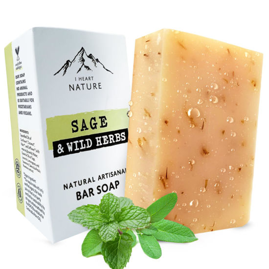 Picture of iHeart Fresh Soap Sage and Wild Herb - Long Lasting Rich Creamy Moisturizing Lather - Face & Body Wash for Men and Women - Large 6 Ounce