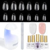 Picture of AILLSA Gel Nail Kit Short Almond Nail Tips 240pcs with 2 In 1 Nail Glue Base Coat and Nail Dehydrator, Soft Gel Full Nail Kit with Nail Lamp Top Coat for Starters Home Salon Valentine's Day