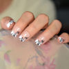 Picture of ELEVENAIL French Tips Press On Nails Short Nude White Vine Flower False Nails Squoval Acrylic Nail Art Salon Women Girls DIY Manicure Daily Reusable Stick On Fake Nails Gifts