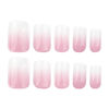 Picture of 24Pcs Ombre Press on Nails Medium Square Acrylic Fake Nails Pink White Gradation Fake Nails Glossy False Nails Ombre Stick on Nails Full Cover Glue on Nails for Women Girls Nails Decoration