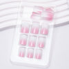 Picture of 24Pcs Ombre Press on Nails Medium Square Acrylic Fake Nails Pink White Gradation Fake Nails Glossy False Nails Ombre Stick on Nails Full Cover Glue on Nails for Women Girls Nails Decoration
