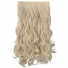 Picture of REECHO 20" 1-Pack 3/4 Full Head Curly Wave Clips in on Synthetic Hair Extensions HE008 Hairpieces for Women 5 Clips 4.5 Oz per Piece - Light Blonde