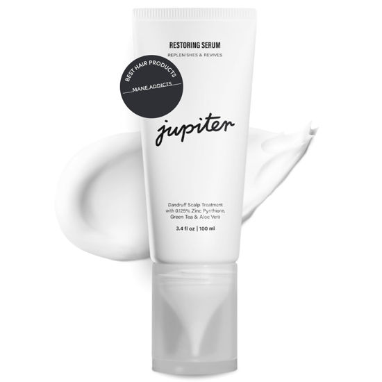 Picture of Jupiter Anti-Dandruff Scalp Serum, Leave-On Restoring Serum, for Dry, Itchy, & Oily Scalp, Aloe Vera, & Niacinamide, Color-Safe, Vegan, Cruelty-Free, Paraben, Phthalate, & Sulfate-Free, 3.4 fl oz