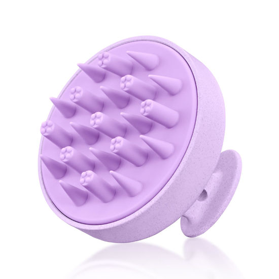 Picture of HEETA Hair Scalp Massager for Hair Growth, Shampoo Brush, Scalp Exfoliator with Soft Silicone Bristles, Scalp Scrubber for Dandruff Removal to Relieve Stress, Wet Dry Hair, Updated Material, Purple