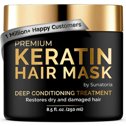 Picture of SUNATORIA Keratin Hair Mask - Deep Conditioner for Dry Damaged Hair - Hydrates, Repairs, Nourishes - Keratin Hair Treatment - Deep Conditioning Hair Mask - Keratina Mascarilla Para el Cabello