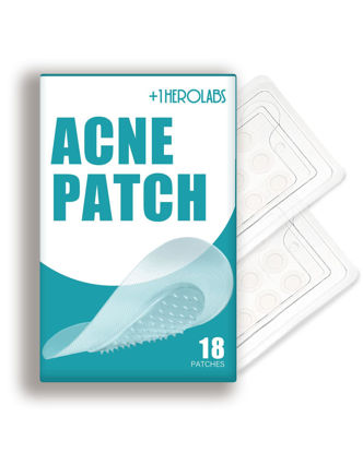 Picture of +1HEROLABS Microdart Acne Patch (18 Patches) - Hyaluronate, Salicylic Acid, Vitamin C, Microdart Pimple Patch for Deep, Early Stage and Hidden Pimples (18 Count (Pack of 1))