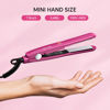 Picture of Terviiix Mini Flat Iron Adjustable Temperature, Travel-Size Mini Hair Straightener, Small Flat Irons for Short Hair/Curls Bangs, Ceramic Portable Tiny Hair Curler, Dual Voltage, Auto-Off, Pink, 1/2''