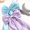 Picture of SUSULU Blue Hair Bow Clips for Women Lilac Big Bows Metal Clips French Barrette with Long Tail Satin Ribbon Hairpin Lady Barrettes Scrunchies Ponytail Accessories 2pcs