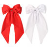 Picture of SUSULU Large Hair Bow Clips for Women Red Hair Bow White Hair Bow Slides for Girls Satin Hair Barrettes with Long Ribbon Tail,Wedding Birthday Women Hair Accessories Pack of 2