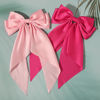 Picture of SUSULU Pink Hair Bows for Women, 2pcs Big Hair Bows Long-Tail Pink Ribbon Bows Hot Pink Hair Bows Accessories Hair Barrettes Party Birthday