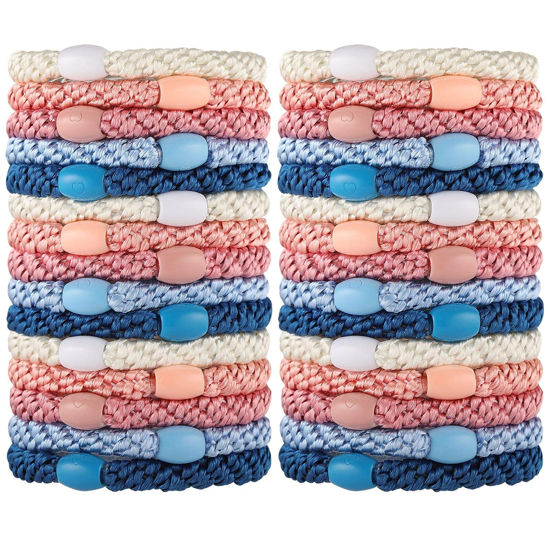 Picture of Hair Ties for Girls Women, Funtopia 30 Pcs Elastics Hair Bands Ponytail Holders for Thick Hair, No Damage No Crease Hair Elastics