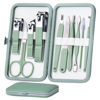 Picture of HANTEKAS Manicure Set 10 in 1 Stainless Steel, Nail Clippers Scissors Pedicure Tools Kit - Portable Travel Grooming Kit for Men and Women with Leather Case (Jade Green)
