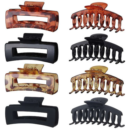 Picture of laxizar Claw Clip Hair Clip 8 Pack 4.3 Inch Rectangular Hair Clips for Women Girls Large Hair Jaw Clips Hair Clamps