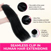 Picture of Lashey Seamless Clip in Hair Extensions Human Hair #1 Jet Black Kinky Straight Clip in Hair Extensions Real Human Hair 7pcs 110g 24 Inch PU Weft Natural Hair Extensions for Women