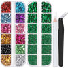 Picture of Two Packs of Flatback Rhinestones 4520 Pcs Colorful Nail Art Rhinestones Flatback Crystal Colorful+Dark Green Rhinestone with Picker Pencil and Tweezer For Nail Art and Decoration