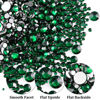 Picture of Two Packs of Flatback Rhinestones 4520 Pcs Colorful Nail Art Rhinestones Flatback Crystal Colorful+Dark Green Rhinestone with Picker Pencil and Tweezer For Nail Art and Decoration