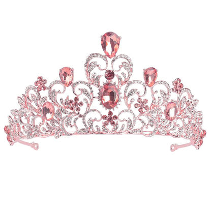 Picture of COCIDE Tiara and Crown for Women Crystal Headband Rhinestones Hair Accessories for Birthday Party Prom (3 Rose Gold)