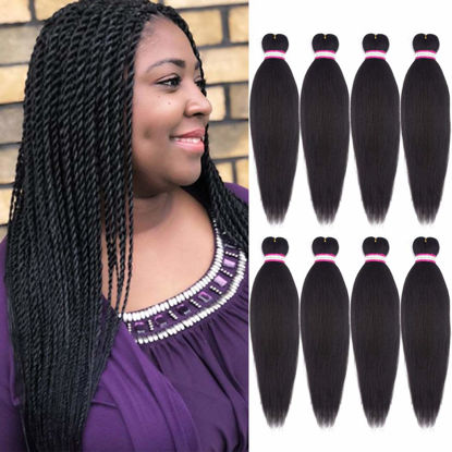 Picture of Dorsanee Dark Brown Braiding Hair Pre Stretched 20 Inch 8 Packs Braiding Hair Extensions for Crochet Box Braids Twists Locs Hair Itch Free Soft Yaki Texture Hot Water Setting (20inch,#4)