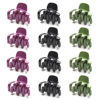 Picture of Cobahom 12 Pack Small Hair Claw Clips 1.2 Inch Plastic Hair Clips for Thin Hair No-Slip Mini Hair Clips Hair Styling Accessories for Women and Girls, Purple, Black and Green