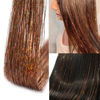 Picture of Brown Hair Tinsel 12Pcs Clip in Hair Tinsel Extensions 20.5 Inch Fairy Hair Tinsel Kit for Girls Women Kids Glitter Hair Accessories for Christmas Halloween Cosplay Party (Champagne)