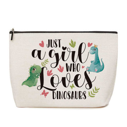 Picture of Dinosaur Gifts for Adults Dinosaur Makeup Stuff Just A Girl Who Loves Dinosaurs Makeup Bag Dinosaur Decor Birthday Christmas Gifts for Women Her Friends Dinosaur Lovers Animal Lover