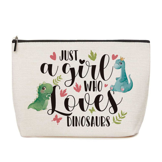 Picture of Dinosaur Gifts for Adults Dinosaur Makeup Stuff Just A Girl Who Loves Dinosaurs Makeup Bag Dinosaur Decor Birthday Christmas Gifts for Women Her Friends Dinosaur Lovers Animal Lover
