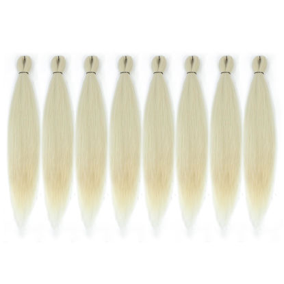 Picture of DIFUNEE Pre-stretched Braiding Hair - 16 Inch 8 Packs Off-White Super Long Braiding Hair For Twist or Box Braids, Yaki Texture Hot Water Setting Synthetic Braiding Hair Extensions (16 Inch, #613-8P)