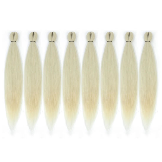 Picture of DIFUNEE Pre-stretched Braiding Hair - 16 Inch 8 Packs Off-White Super Long Braiding Hair For Twist or Box Braids, Yaki Texture Hot Water Setting Synthetic Braiding Hair Extensions (16 Inch, #613-8P)