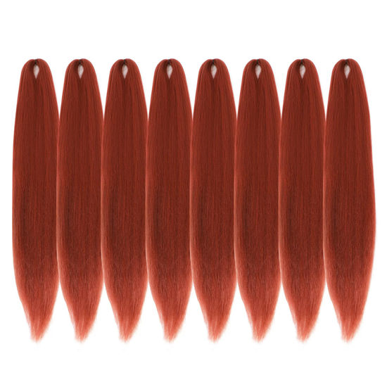 Picture of DIFUNEE Pre-stretched Braiding Hair - 18 Inch 8 Packs Orange Mid-Length Braiding Hair For Twist or Box Braids, Yaki Texture Hot Water Setting Synthetic Braiding Hair Extensions (18 Inch, #350-8P)