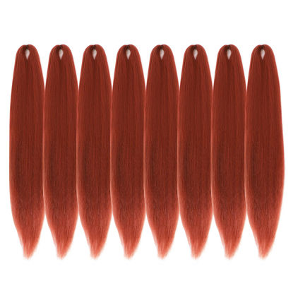 Picture of DIFUNEE Pre-stretched Braiding Hair - 24 Inch 8 Packs Orange Long Braiding Hair For Twist or Box Braids, Yaki Texture Hot Water Setting Synthetic Braiding Hair (24 Inch, #350-8P)