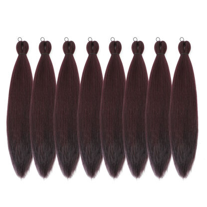 Picture of DIFUNEE Pre-stretched Braiding Hair - 22 Inch 8 Packs Burgundy/Wine Red Long Braiding Hair For Twist or Box Braids, Yaki Texture Hot Water Setting Synthetic Braiding Hair Extensions (22 Inch, 99J-8P)